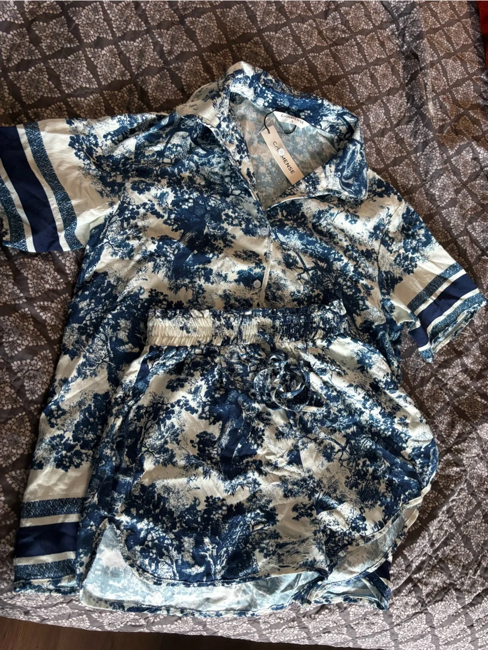 Commense [The Dior Set] Printed Contrast Trim Short Set NWT Small